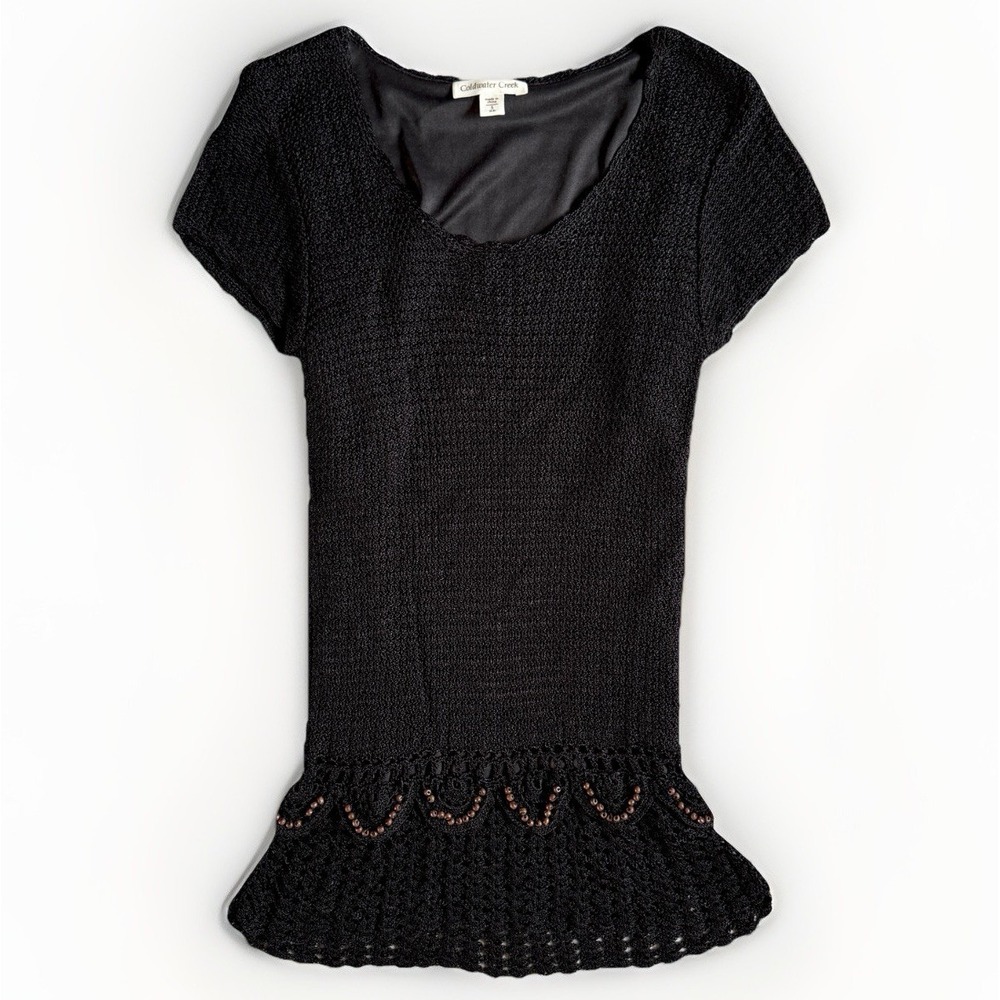 Boho Beaded Crochet Top Women S Black Fairycore Whimsigoth Gypsy Festival Fitted